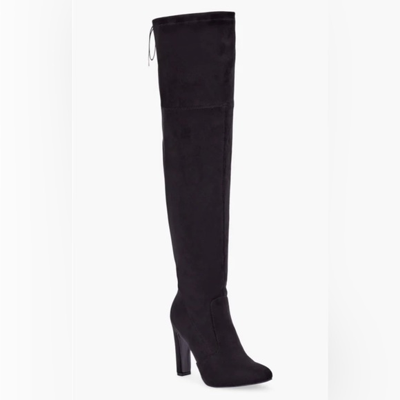 Just Fab Black Faux Suede, Stretch Over The Knee Boot **WIDE CALF** (Size 8) - Picture 2 of 5